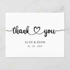 Enkel handskriven Bröllop Tack Vykort