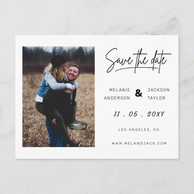 Enkel handskriven foto Spara datum Meddelande Vykort (Framsida)