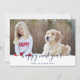 Enkel handskriven fotoport för Gott nytt år Julkort