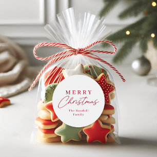 Enkel handskriven Merry Christmas-presentetikett Runt Klistermärke
