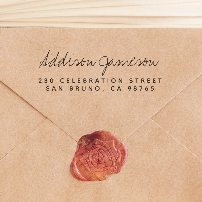 Enkel handskriven Namn & Returadress Självfärgande Stämpel (Stamp Mockup)