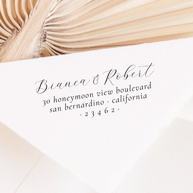 Enkel handskriven par Namn-Returadress Självfärgande Stämpel (Rubber Stamp Mock-up)