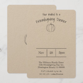 Enkel handskriven Pumpkin Friendsgiving-middag Inbjudningar