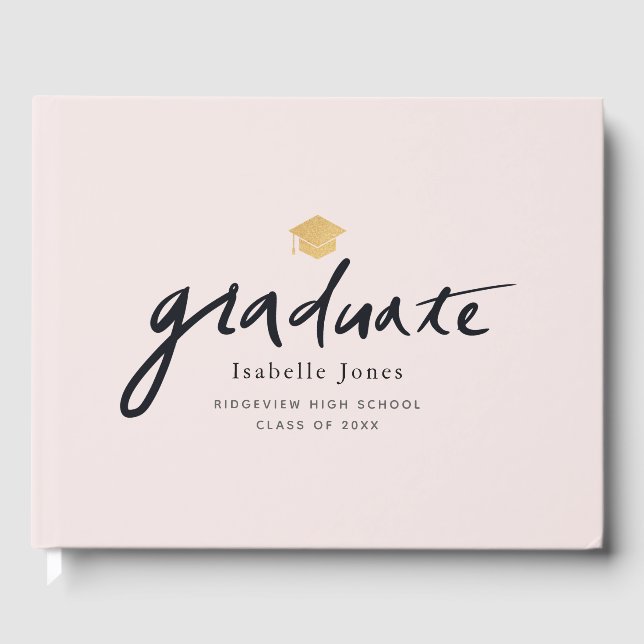 Enkel handskriven Rosa Studenten-foto Gästböcker (Framsida)