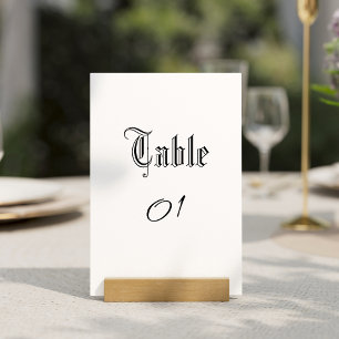 Enkel handskriven Rustic Gothic Bröllop Black Bordsnummer