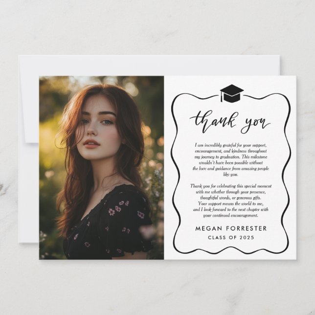 Enkel handskriven Studenten Tack | Foto (Framsida)