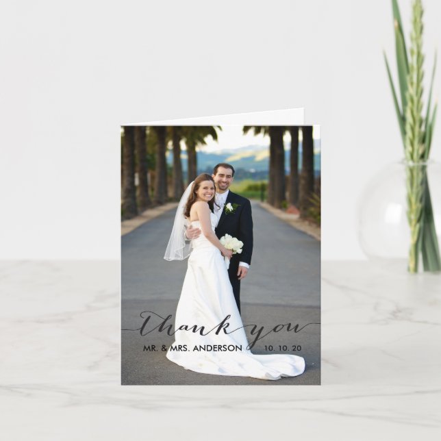 Enkel handskriven tacksägelsekort för bröllop tack kort (Framsida)