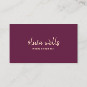 Enkel handskriven typografi Burgundy-Lila Visitkort