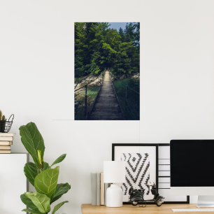 Enkel hängbro över floden Idrijca, Slove Poster