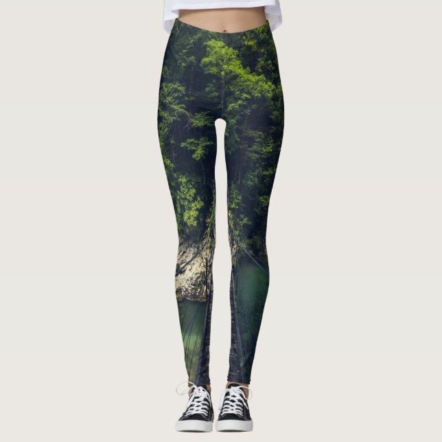 Enkel hängbro över floden Idrijca, Slovenien Leggings (Framsida)