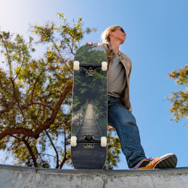 Enkel hängbro över floden Idrijca, Slovenien Mini Skateboard Bräda 18,5 Cm (Utomhus 1)