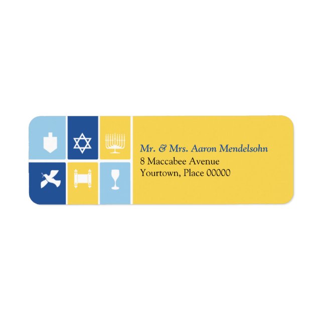 Enkel Hanukkah-ikoner Returadressetikett Returadress Etikett (Framsidan)