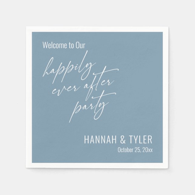 Enkel Happily Ever After Party Dusty Blue Pappersservett (Framsidan)