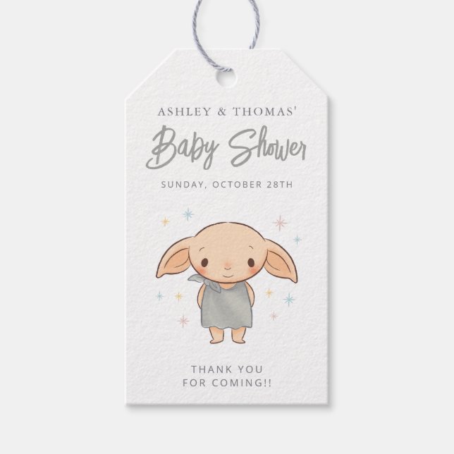Enkel Harry Potter - Dobby Baby Shower Presentetikett (Framsidan)