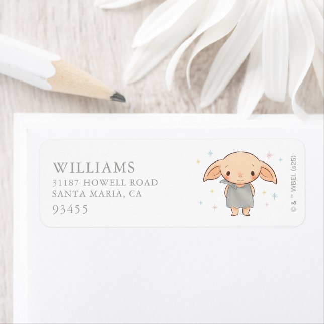 Enkel Harry Potter - Dobby Baby Shower Returadress Etikett (Insitu)