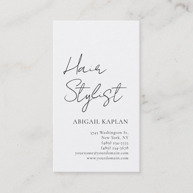 Enkel Hårstylist Modern Minimalist Elegant Visitkort (Framsida)