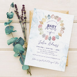 Enkel havs- och strandskalekrans för baby shower inbjudningar