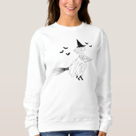 Enkel häxig flicka med fladdermöss Linjekonst Hall T Shirt