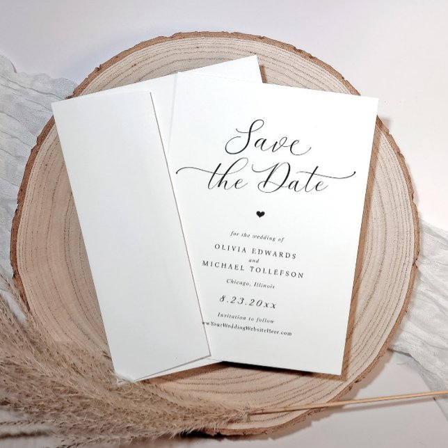 Enkel Heart Elegant bröllop sparar datumkort Spara Datumet (Simple Elegant Heart Save the Date Cards - Rustic and Classic Minimalist)
