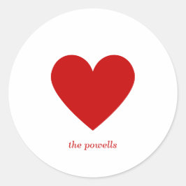 Enkel Heart Red Classic Kärlek-minimalistisk Chic Runt Klistermärke