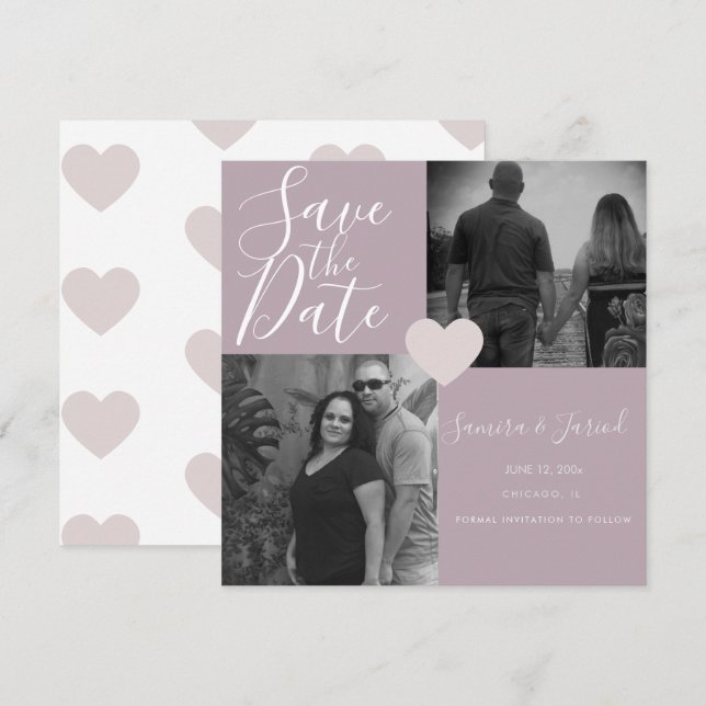 Enkel Heart Rosa Photo Collage (Fram/baksida)