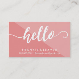 ENKEL HEJ SCRIPT hand plockade korallvitt korall a Visitkort