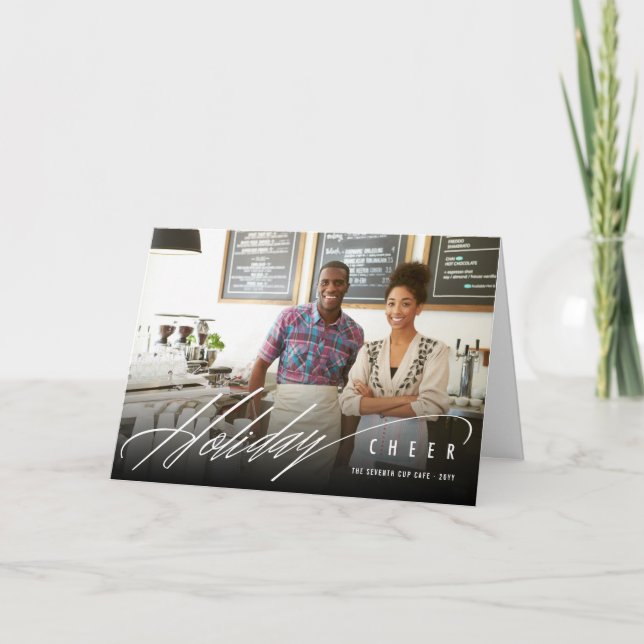 Enkel Helgdag Cheer Script Modern Photo Business Helgkort (Framsida)