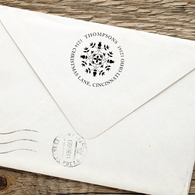 Enkel Helgdag, Returadress, snöflingor, Elegant Självfärgande Stämpel (Simple holiday snowflake emblem return address self inking stamp.)