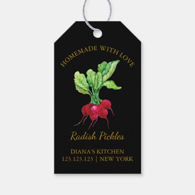 Enkel Hem-Märkre för radish Pickle-hängare, svart Presentetikett (Framsidan)