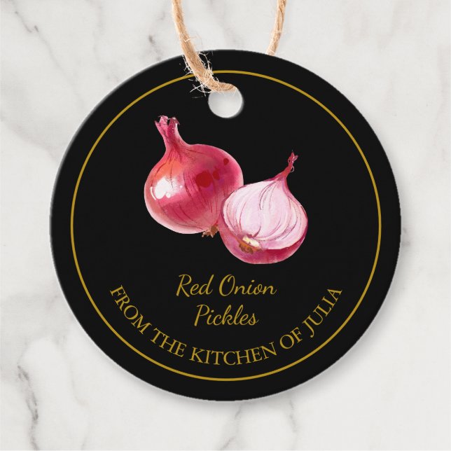 Enkel HemMade Red Onion Pickles Hopp Märkre Gåvor Etiketter (Framsida)