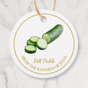 Enkel hemmagjord dillpickle-gurka hängande etikett