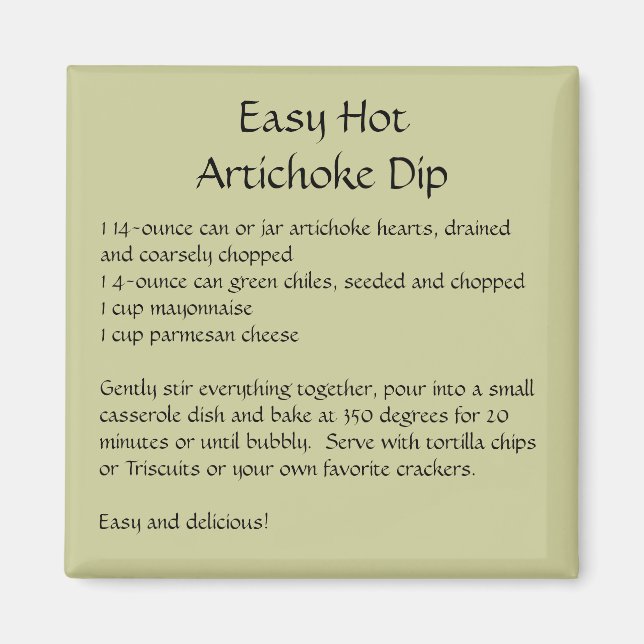 Enkel Hett Artichoke Dip Recipe på ett magnet (Framsidan)