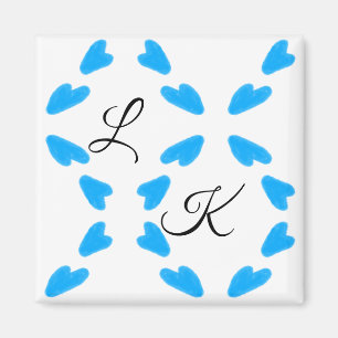 Enkel himmelblå akvarell lägg till din monogramnam magnet