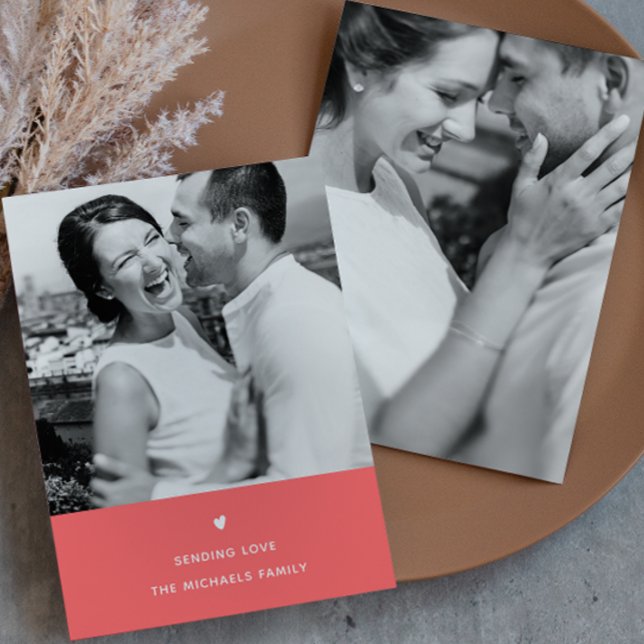 Enkel hjärt-Orange Valentine Hälsning Julkort (Skapare uppladdad)