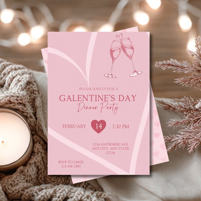 Enkel hjärtans Galentine’s dag middagsfest Inbjudningar (Skapare uppladdad)