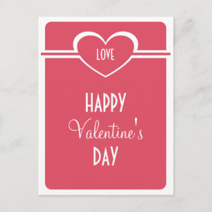 Enkel hjärtavalentin vykort för dag, mörk rosa