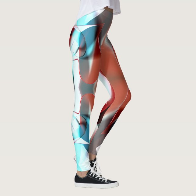 Enkel hjärtdesign, kristallisk tonblandning i kurv leggings (Höger)