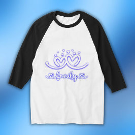 Enkel hjärtfamilj i blå | Grundläggande 3/4-Sleeve T Shirt