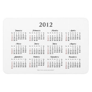 Enkel högvärdig magnet för 2012 kalender