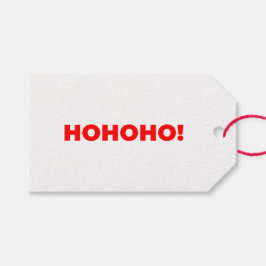 Enkel HOHOHO! Text Tomte Claus Röd Jul Presentetikett