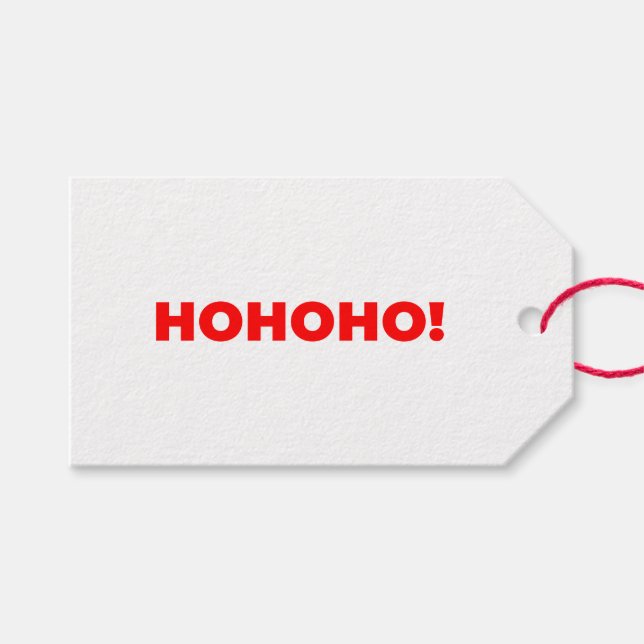 Enkel HOHOHO! Text Tomte Claus Röd Jul Presentetikett (Framsidan (Horisontell))