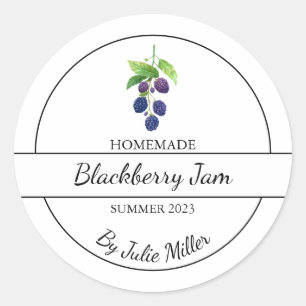 Enkel Homemade Blackberry Sylt-etikett Runt Klistermärke
