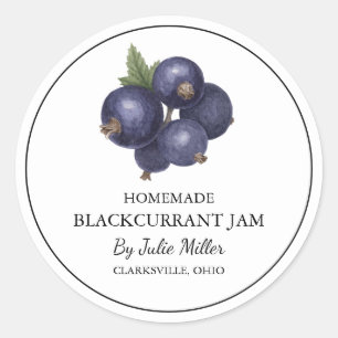 Enkel Homemade Blackcurrant Sylt-etikett Runt Klistermärke