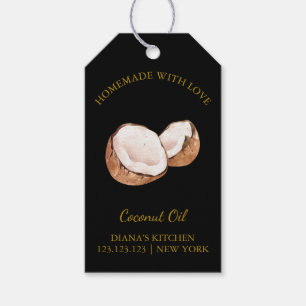 Enkel Homemade Coconut Oil hang Märkre l Black Presentetikett