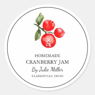 Enkel Homemade Cranberry Sylt-etikett Runt Klistermärke