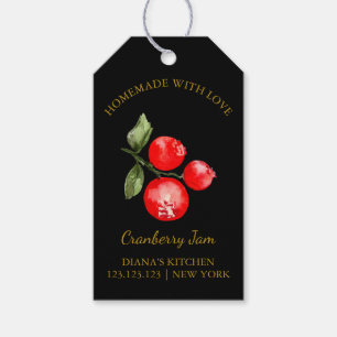 Enkel Homemade Cranberry Sylt hang Märkre l Black Presentetikett
