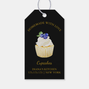 Enkel Homemade Cupcoa Dessert-Märkre Svart Presentetikett