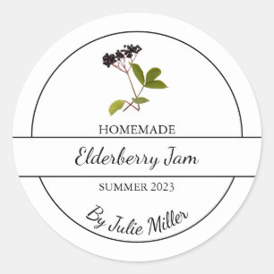 Enkel Homemade Elderberry Sylt-etikett Runt Klistermärke