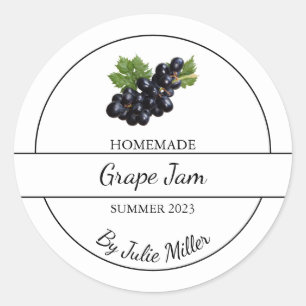 Enkel Homemade Grape Sylt-etikett Runt Klistermärke