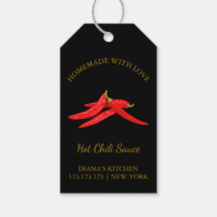 Enkel Homemade Hett Chili Sauce-Märkre   Svart Presentetikett